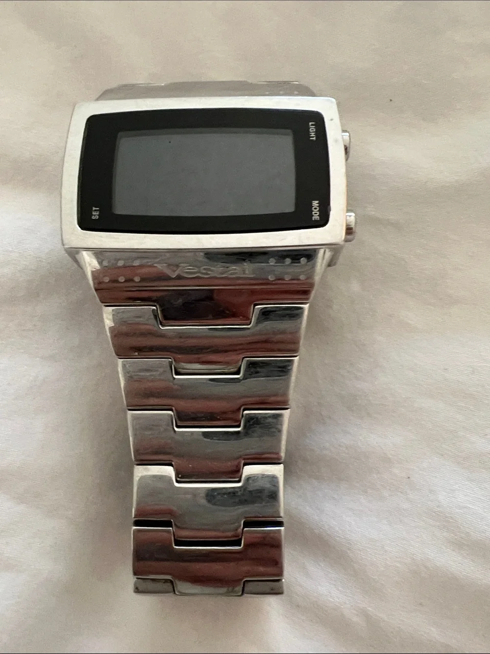 Vestal Silver Stainless Steel Digital Watch | Retro Y2K Style